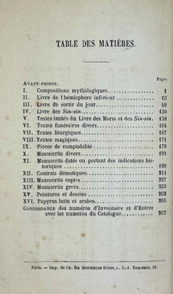 Catalogue des manuscrits égyptiens écrits sur papyrus, toile, tablettes et ostraca en caractères hiéroglyphiques, hiératiques, démotiques, grecs, coptes, arabes et latins qui sont conservés au musée égyptien du Louvre