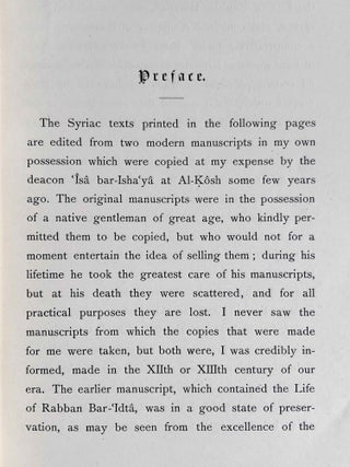 The Histories of Rabban Hormizd the Persian and Rabban Bar-Idta: The Syriac Texts edited with English Translations. Vol. I: The Syriac texts. Vol. II part 1: English translations. Vol. II part 2: The metrical life of Rabban Hormizd by mar Sergius of Adhorbaijan (complete set of 3 volumes)