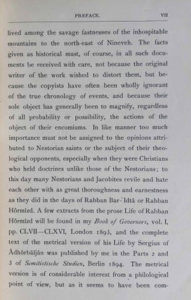 The Histories of Rabban Hormizd the Persian and Rabban Bar-Idta: The Syriac Texts edited with English Translations. Vol. I: The Syriac texts. Vol. II part 1: English translations. Vol. II part 2: The metrical life of Rabban Hormizd by mar Sergius of Adhorbaijan (complete set of 3 volumes)[newline]M7641a-11.jpeg