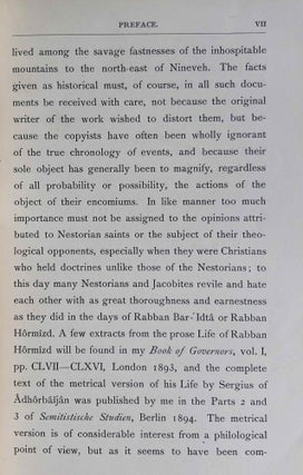 The Histories of Rabban Hormizd the Persian and Rabban Bar-Idta: The Syriac Texts edited with English Translations. Vol. I: The Syriac texts. Vol. II part 1: English translations. Vol. II part 2: The metrical life of Rabban Hormizd by mar Sergius of Adhorbaijan (complete set of 3 volumes)
