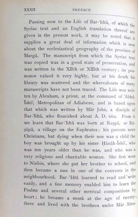The Histories of Rabban Hormizd the Persian and Rabban Bar-Idta: The Syriac Texts edited with English Translations. Vol. I: The Syriac texts. Vol. II part 1: English translations. Vol. II part 2: The metrical life of Rabban Hormizd by mar Sergius of Adhorbaijan (complete set of 3 volumes)