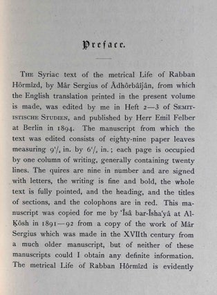 The Histories of Rabban Hormizd the Persian and Rabban Bar-Idta: The Syriac Texts edited with English Translations. Vol. I: The Syriac texts. Vol. II part 1: English translations. Vol. II part 2: The metrical life of Rabban Hormizd by mar Sergius of Adhorbaijan (complete set of 3 volumes)[newline]M7641a-44.jpeg