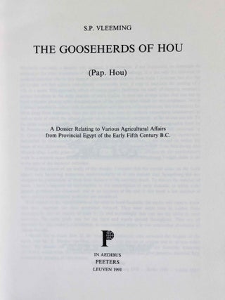 The gooseherds of Hou (Pap. Hou). A dossier relating to various agricultural affairs from provincial Egypt of the early fifth century B.C.[newline]M7647-02.jpeg