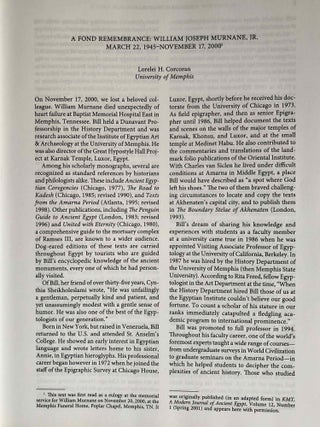 Causing His Name to Live: Studies in Egyptian Epigraphy and History in Memory of William J. Murnane