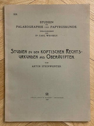 Item #M7665a Studien zu den koptischen Rechtsurkunden aus Ober&auml;gypten. STEINWENTER Artur[newline]M7665a-00.jpeg