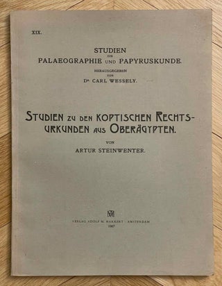 Item #M7665a Studien zu den koptischen Rechtsurkunden aus Oberägypten. STEINWENTER Artur