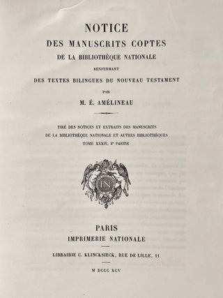 Notice des Manuscrits Coptes de la Bibliotheque Nationale renfermant des textes Bilingues du Nouveau Testament[newline]M7667-03.jpeg