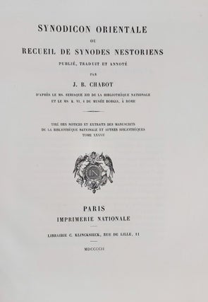 Synodicon Orientale ou Recueil de synodes nestoriens, d'après le Ms. syriaque 332 de la bibliothèque nationale et le Ms. K. VI, 4 du musée Borgia à Rome[newline]M7668-01.jpeg