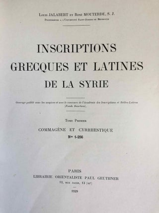 Inscriptions grecques et latines de la Syrie. Tome I: Commagène et Cyrrhestique (Nos 1-256)[newline]M7696-01.jpeg