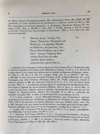 Inscriptions grecques et latines de la Syrie. Tome I: Commagène et Cyrrhestique (Nos 1-256)