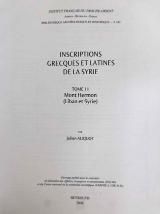 Inscriptions grecques et latines de la Syrie. Tome XI: Mont Hermon (Liban et Syrie)[newline]M7698a-01.jpeg