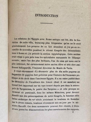 Les rapports historiques et l&eacute;gaux des Quirites et des &Eacute;gyptiens depuis la fondation de Rome jusqu'aux emprunts faits par les auteurs de la loi des XII tables au code d'Amasis. M&eacute;moire original lu &agrave; l'&Eacute;cole du Louvre pendant l'ann&eacute;e scolaire 1899-1900.[newline]M7723-03.jpeg