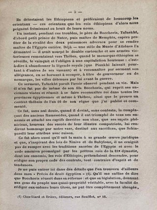 Les rapports historiques et l&eacute;gaux des Quirites et des &Eacute;gyptiens depuis la fondation de Rome jusqu'aux emprunts faits par les auteurs de la loi des XII tables au code d'Amasis. M&eacute;moire original lu &agrave; l'&Eacute;cole du Louvre pendant l'ann&eacute;e scolaire 1899-1900.[newline]M7723-07.jpeg