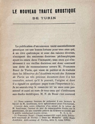 Le nouveau traité gnostique de Turin