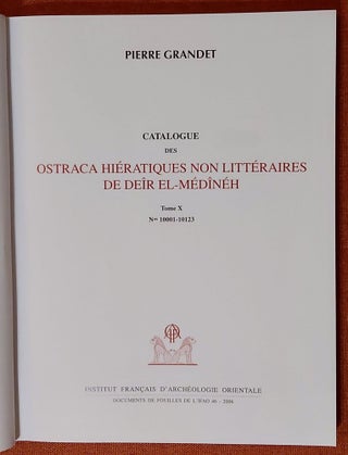 Catalogue des ostraca hiératiques non littéraires de Deir el-Medineh. X. 10001-10123