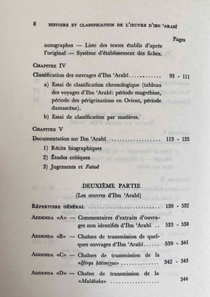 Histoire et classification de l'oeuvre D'Ibn 'Arabi. Etude critique. Tome I.[newline]M7794-03.jpeg