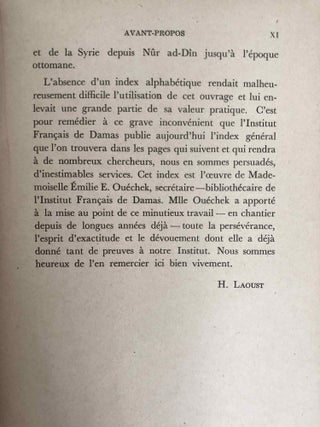 Index général de la "Description de Damas" de Sauvaire.