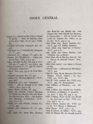 Index général de la "Description de Damas" de Sauvaire.