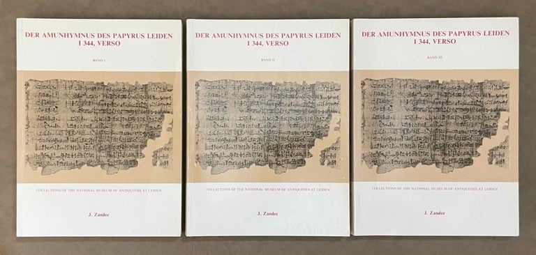 Item #M7839a Der Amunhymnus des Papyrus Leiden I 344, Verso. 3 volumes (complete set). ZANDEE Jan.[newline]M7839a-00.jpeg