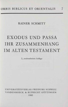 Exodus Und Passa. Ihr Zusammenhang Im Alten Testament.[newline]M7843-01.jpeg
