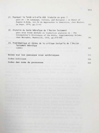 Etudes d'histoire du texte de l'Ancien Testament