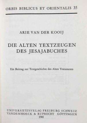 Die alten Textzeugen des Jesajabuches. Ein Beitrag zur Textgeschichte des Alten Testaments.