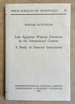 Item #M7868a Late Egyptian Wisdom Literature in the International Context. A Study of Demotic...[newline]M7868a-00.jpeg