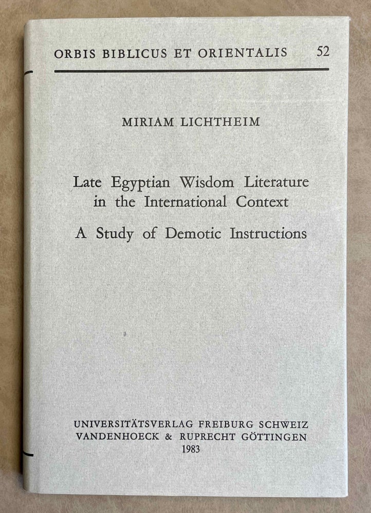 Item #M7868a Late Egyptian Wisdom Literature in the International Context. A Study of Demotic Instructions. LICHTHEIM Miriam.[newline]M7868a-00.jpeg