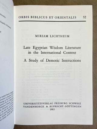 Late Egyptian Wisdom Literature in the International Context. A Study of Demotic Instructions.[newline]M7868a-01.jpeg