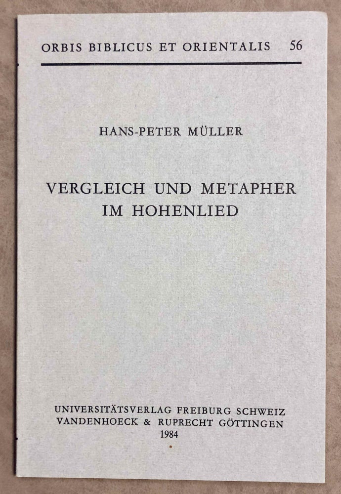 Item #M7871 Vergleich und Metapher im Hohenlied. MÜLLER Hans Peter.[newline]M7871-00.jpeg
