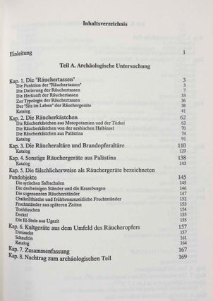 Räucherkult und Räuchergeräte. Exegetische und archäologische Studien zum Räucheropfer im Alten Testament.[newline]M7896-02.jpeg
