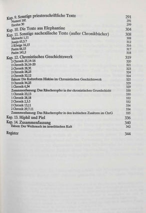 Räucherkult und Räuchergeräte. Exegetische und archäologische Studien zum Räucheropfer im Alten Testament.[newline]M7896-04.jpeg