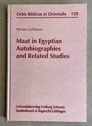 Item #M7914a Maat in Egyptian Autobiographies and Related Studies. LICHTHEIM Miriam[newline]M7914a-00.jpeg