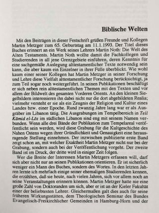 Biblische Welten. Festschrift für Martin Metzger zu seinem 65. Geburtstag.[newline]M7916-02.jpeg