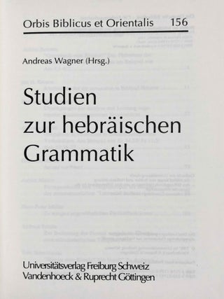 Studien zur hebr&auml;ischen Grammatik