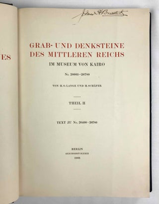 Grab- und Denksteine des Mittleren Reiches (Catalogue Général du Musée du Caire). Band I: Nr. 20001-20399. Band II: Nr. 20400-20780. Band III: Listen zu Nr. 20001-20780. Band IV: Tafeln (complete set)