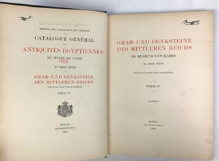 Grab- und Denksteine des Mittleren Reiches (Catalogue Général du Musée du Caire). Band I: Nr. 20001-20399. Band II: Nr. 20400-20780. Band III: Listen zu Nr. 20001-20780. Band IV: Tafeln (complete set)
