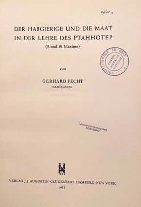 Der Habgierige und die Maat in der Lehre des Ptahhotep