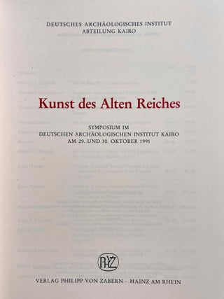 Kunst des Alten Reiches: Symposium im Deutschen Archäologischen Institut Kairo am 29. und 30. Oktober 1991.[newline]M8000-01.jpeg
