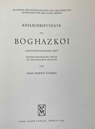 Keilschrifttexte aus Boghazköi 28: Nichtliterarische Texte in akkadischer Sprache[newline]M8077-01.jpeg