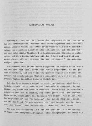 Le voyage de la déesse libyque. Ein Text aus dem "Mutritual" des Pap. Berlin 3053.
