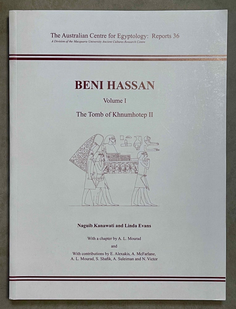 Item #M8138 Beni Hassan. Vol. I: The tomb of Khnumhotep II. Vol. II: Two Old Kingdom tombs. Vol. III: The tomb of Amenemhat. Vol. IV: The tomb of Baqet III (complete set). KANAWATI Naguib et alii.[newline]M8138-00.jpeg