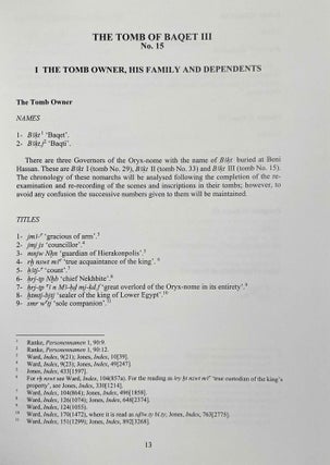 Beni Hassan. Vol. I: The tomb of Khnumhotep II. Vol. II: Two Old Kingdom tombs. Vol. III: The tomb of Amenemhat. Vol. IV: The tomb of Baqet III (complete set)