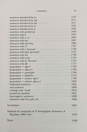 An analytical concordance of the verb, the negation and the syntax in Egyptian Coffin texts. Vol. I. & II (complete set)