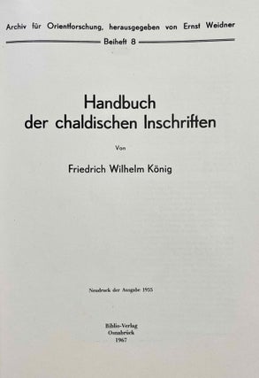 Handbuch der chaldischen Inschriften. Teil I & Teil II (complete set)[newline]M8200-01.jpeg