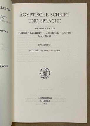 Handbuch der Orientalistik, Erster Band. 1. Abschnitt: Ägyptische Schrift und Sprache. 2. Abschnitt: Literatur. 3. Abschnitt: Geschichte des alten Ägypten (complete set)