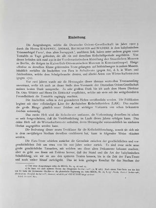 Die Inschriften von Fara. I: Liste der Archaischen Keilschriftzeichen.