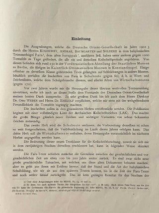 Die Inschriften von Fara. I: Liste der Archaischen Keilschriftzeichen.