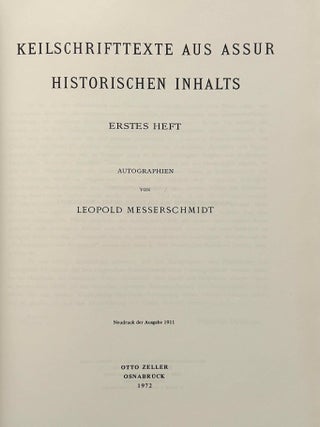 Keilschrifttexte aus Assur historischen Inhalts. Erstes Heft: Autographien