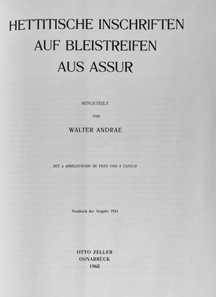 Hettitische Inschriften auf Bleistreifen aus Assur